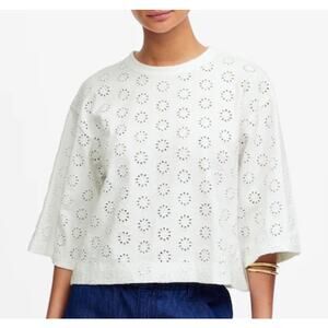 Madewell Embroidered Wide-Sleeve Boxy Tee Size XS NWT